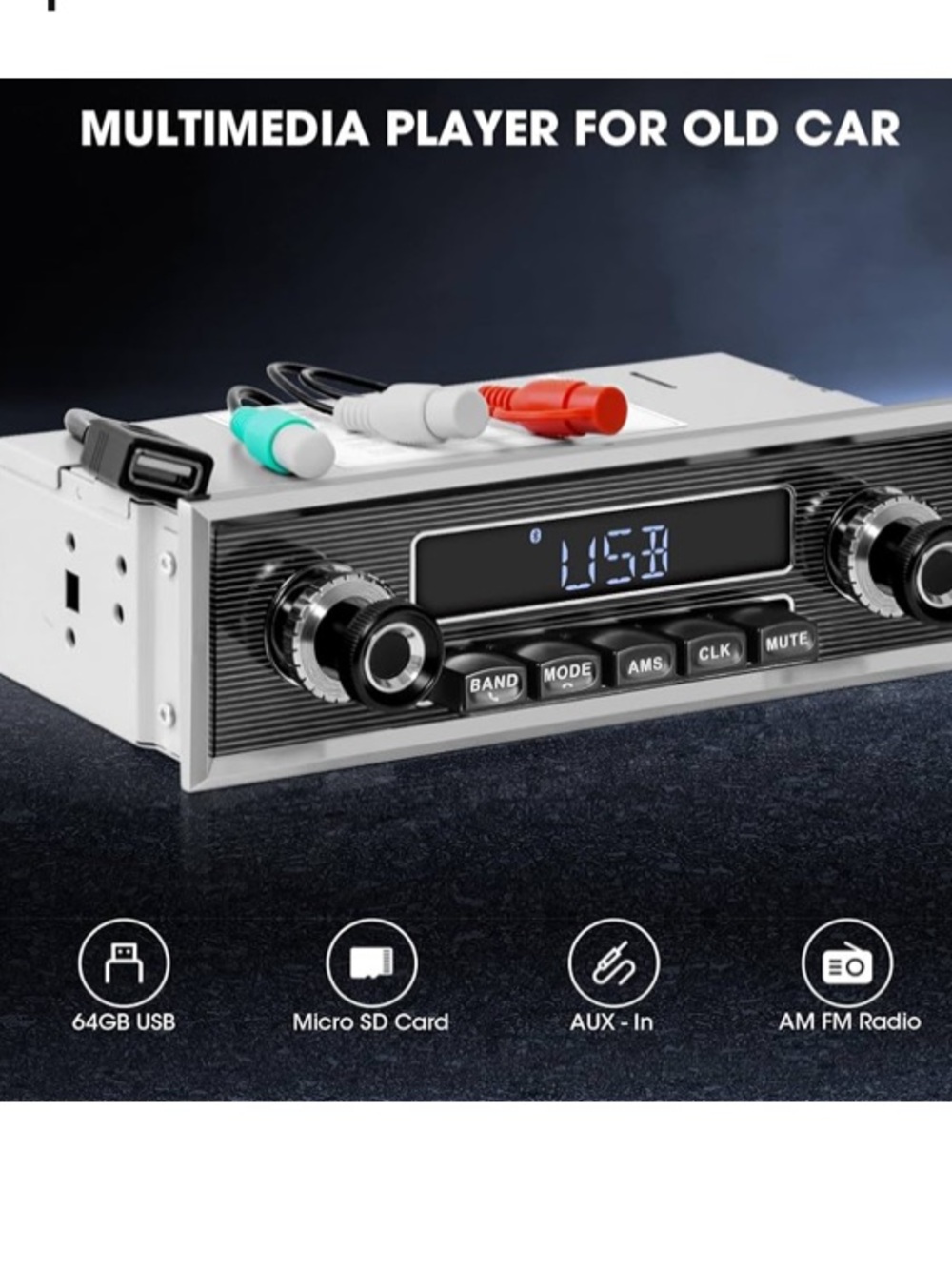 NEW in box Voxxbass Retro Vintage Radio Single DIN Bluetooth Classic Car Stereo